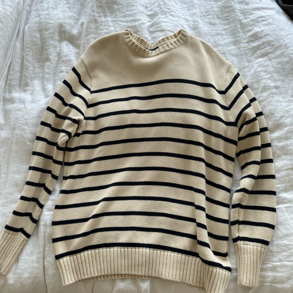 Brandy Melville sweater, cream and navy blue. One size fits all